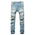 Casual Mid Waisted Jeans Men's Ripped Jeans Elasticity Urban Pants